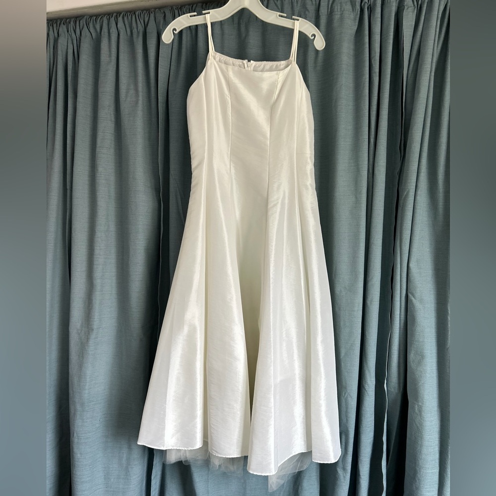 Elegant White Double Spaghetti Strap Dress